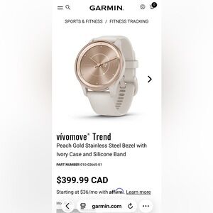 garmin white silicone strap hybrid smartwatch with rose gold bezel
